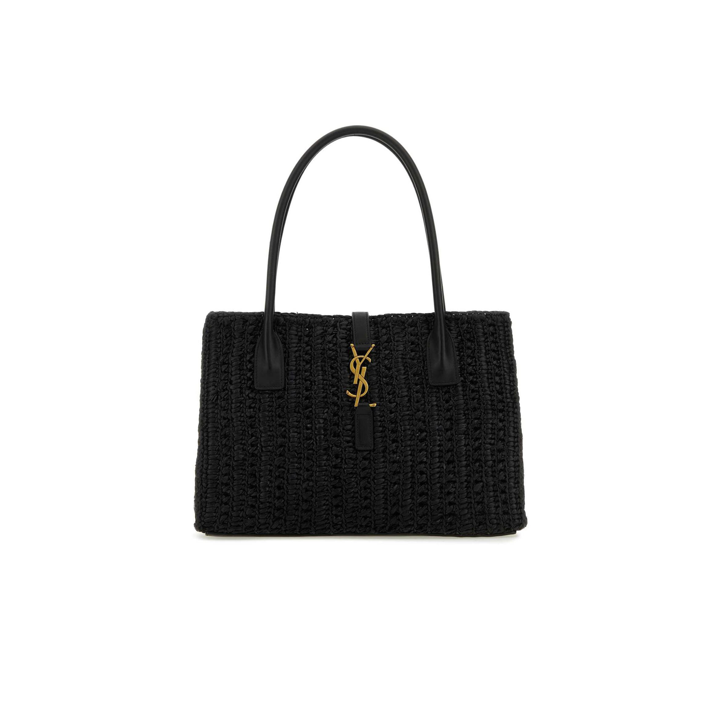 Y51 RAFFIA PANIER RECTANGLE TOTE BLACK 741199GAADO (29*21*9cm) Master Quality